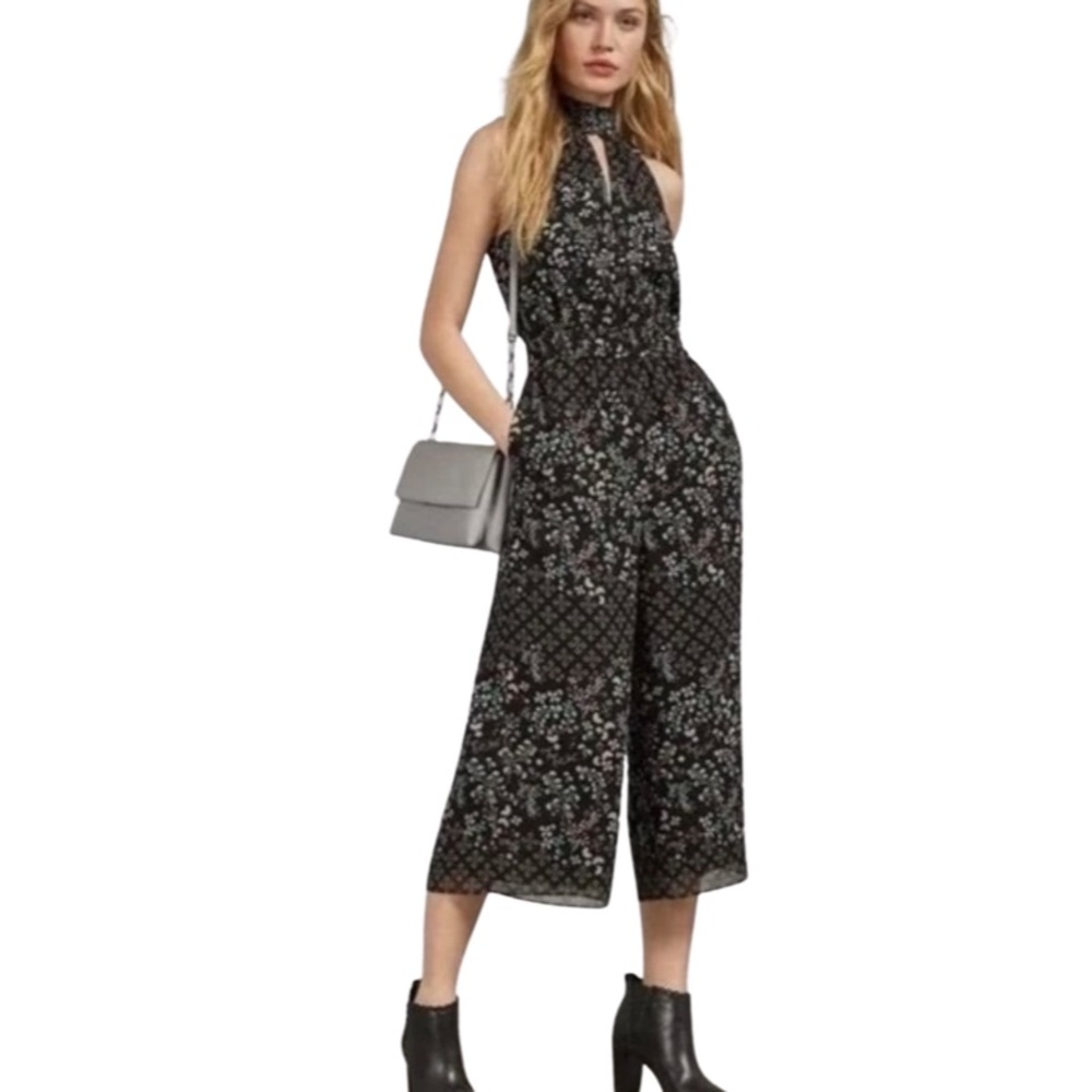 NWT Ted Baker Marcila Hazel High Neck Floral Ruffle Wide Leg Jumpsuit Sizes2…